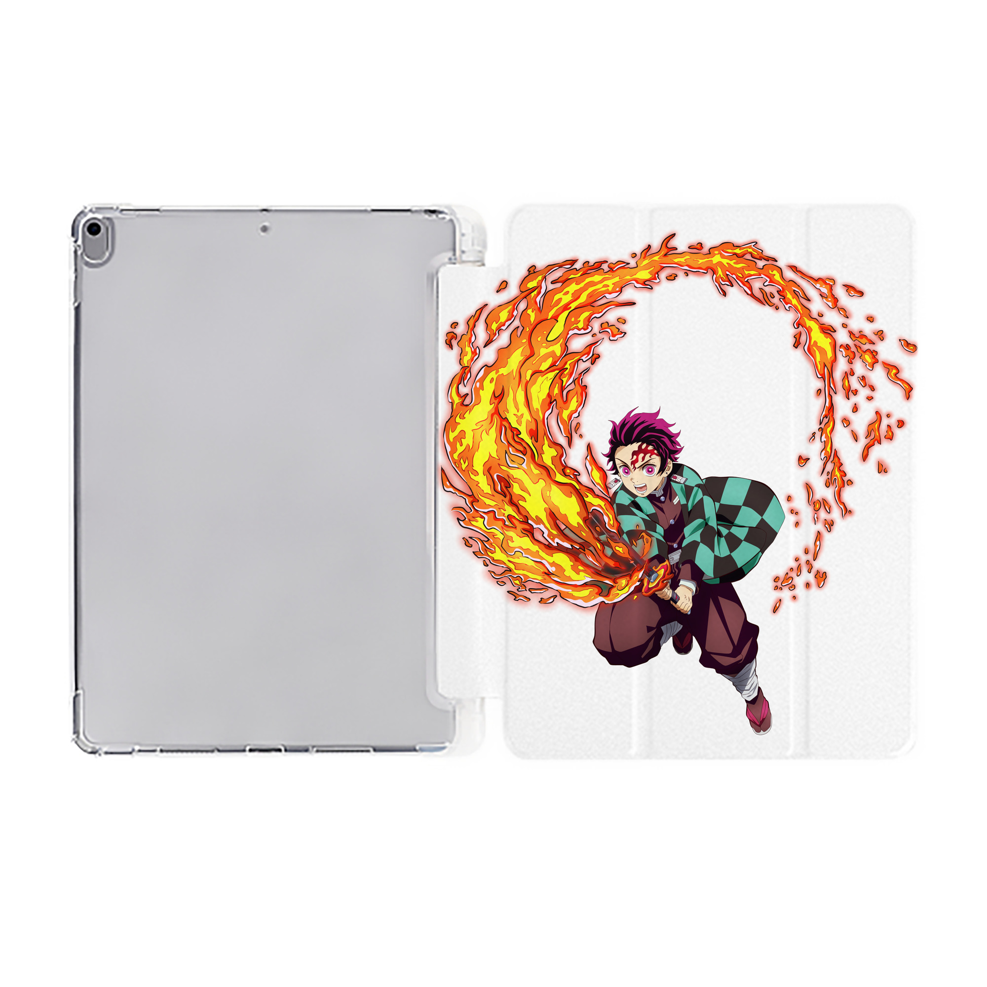 （画像用） 鬼滅の刃 竈門 炭治郎／かまど たんじろう Kamado Tanjirou IPad ケース ペン収納付き 三つ折りスタンド PUレザー×シリコン 対応機種9.5/10.5/10.9インチ